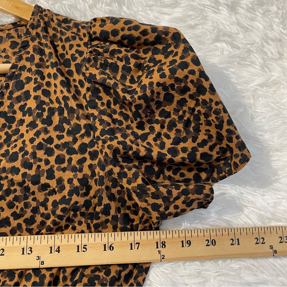 Madewell Womens Flutter Sleeve Wrap Mini Dress Size Medium Leopard Print - Picture 6 of 8